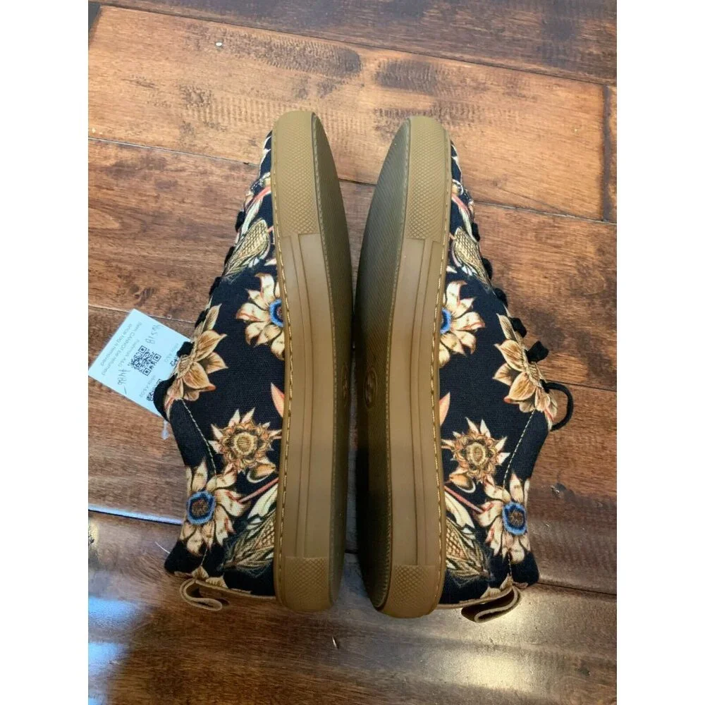 GUCCI Black & Tan Floral Lace-Up Sneakers Flats, Size 6 (US) - Picture 8 of 9